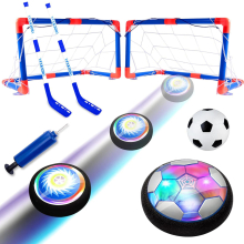 Hover Hockey Football Set - 3-in-1 Boys Toys Rechargeable LED Hover Football with 2 Goals Foam Bumpers
