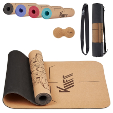 KM-Fit TPE yoga mat | gymnastics mat with carrying strap yoga mat padded & non-slip sports mat for fitness, pilates & gymnastics workout | Black