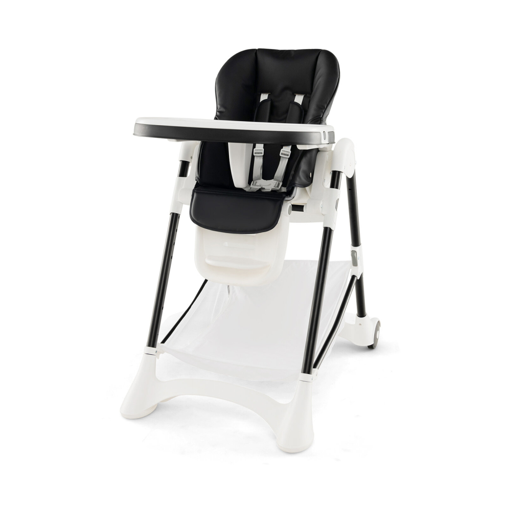 Folding Baby High Chair Adjustable Convertible High Chair W/ Detachable Cushion