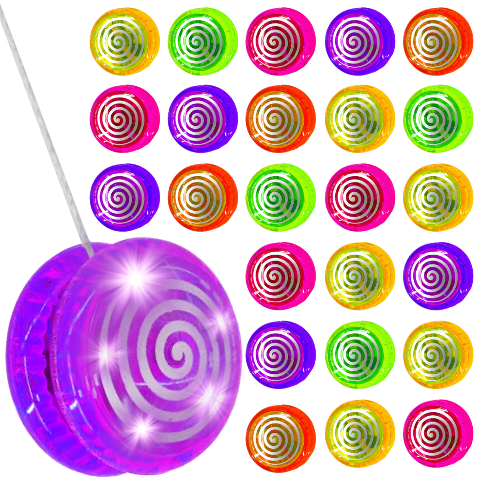 (Set Of 24 Yoyo) The Magic Toy Shop Yoyo Lightup Kids Toy Spinning Fun Thread Outdoor Children Gift Party Filler