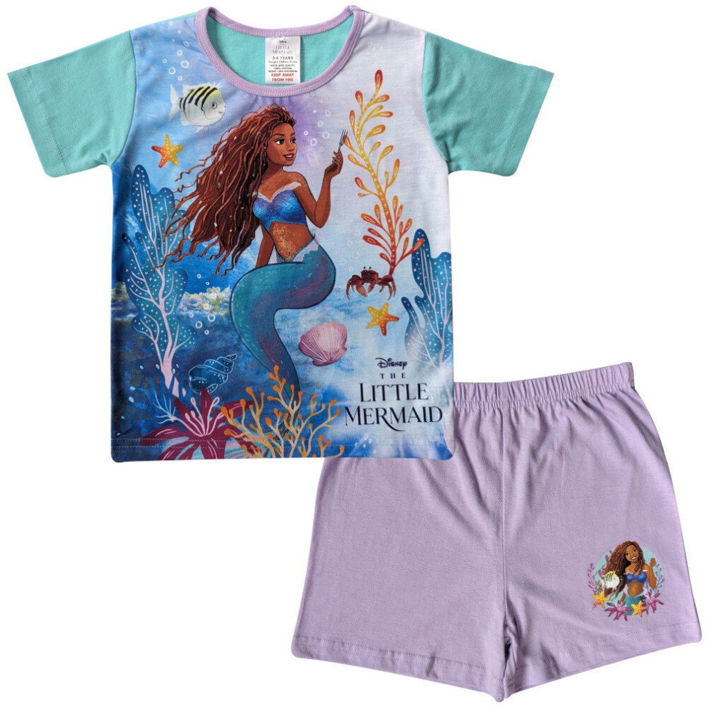 (7-8 Years) Girls The Little Mermaid Shortie Pyjamas