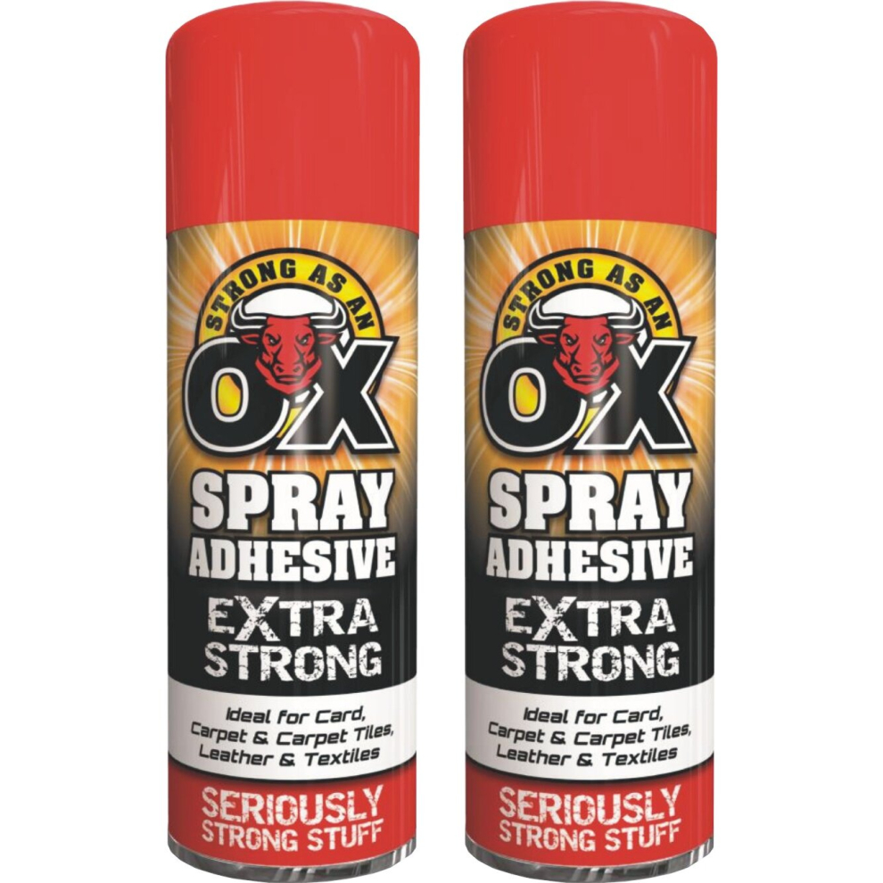 2 x 500ml Adhesive Spray Strong for Card Carpet tiles Extra Strong