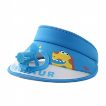 1Set Skin-friendly Cartoon Fan Adjustable Buckle Hat Anti-UV Fan Sun Hat USB Charging Fan with Breathable Shade H055