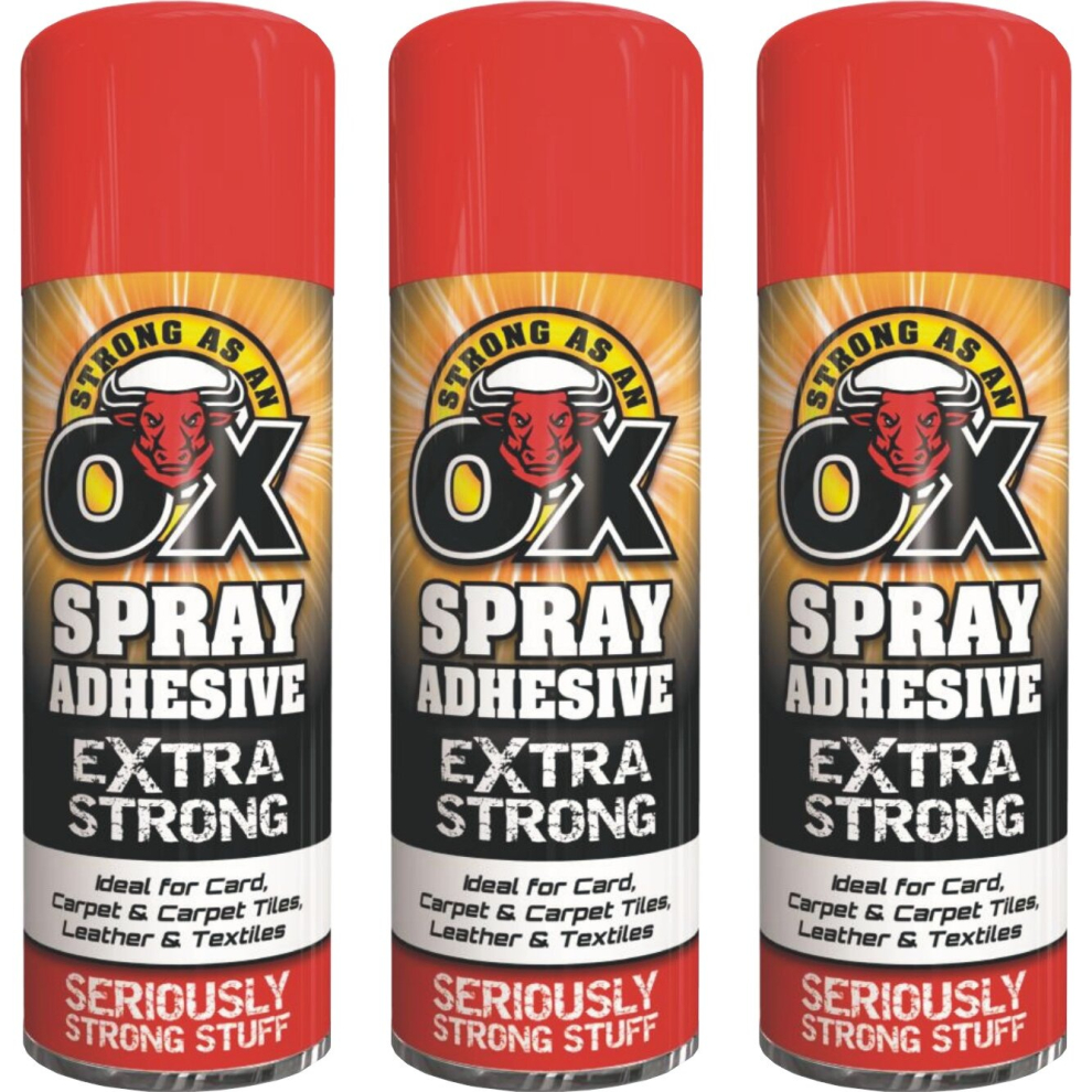 3 x 500ml Adhesive Spray Strong for Card Carpet tiles Extra Strong