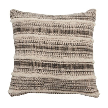 18 in. Tufted Block Print Throw Pillow with Poly Filling, Black