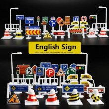 56 Pcs/Set DIY Model Scene Toy Road Sign Traffic Sign