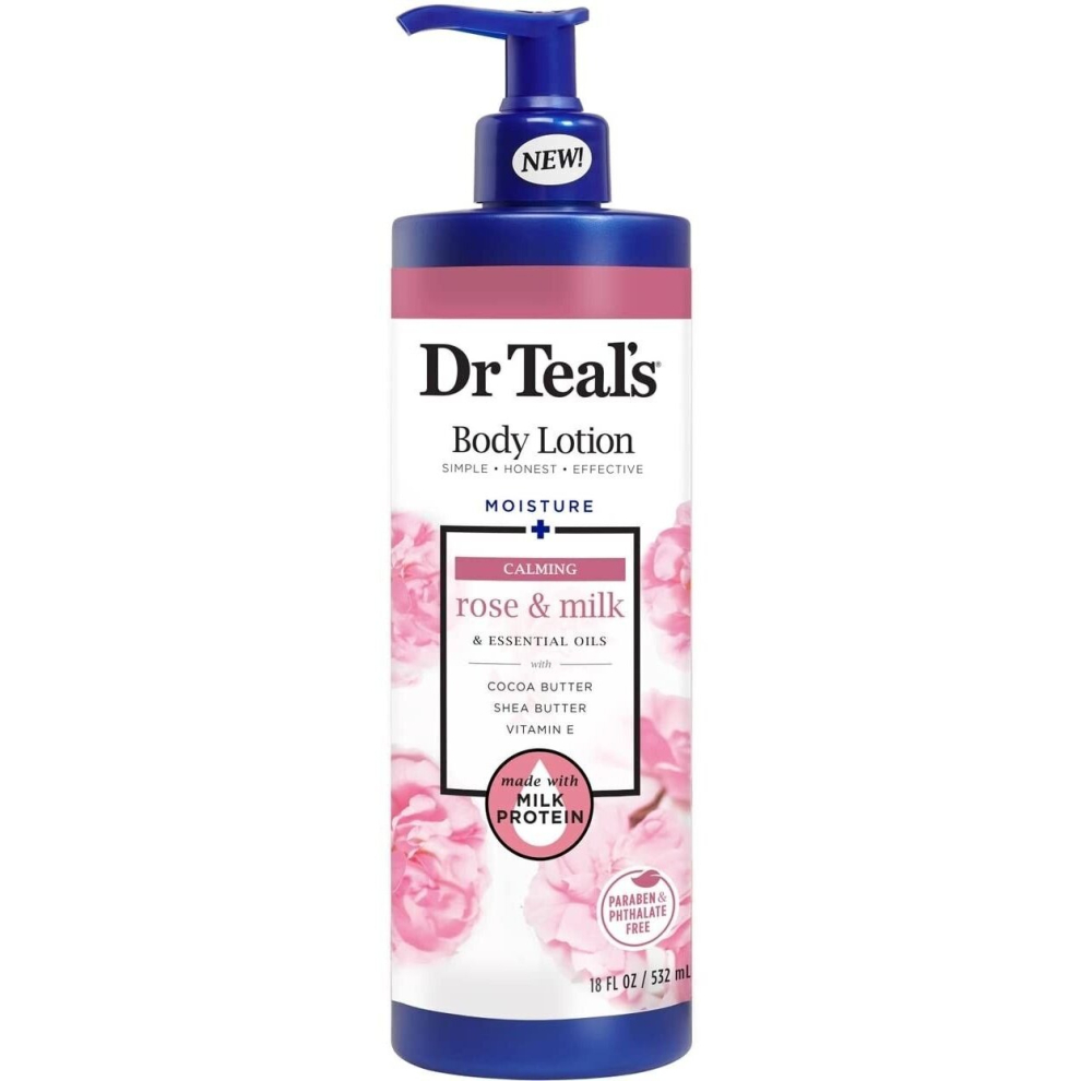 Dr Teal's Moisture Calming Rose And Milk & Essential Oil Body Lotion White 532ml