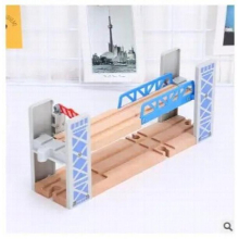 Wooden Train Tracks Railway Toys Set Wooden Double Deck Bridge Wooden Accessories Overpass Model Kids Toys Childrens