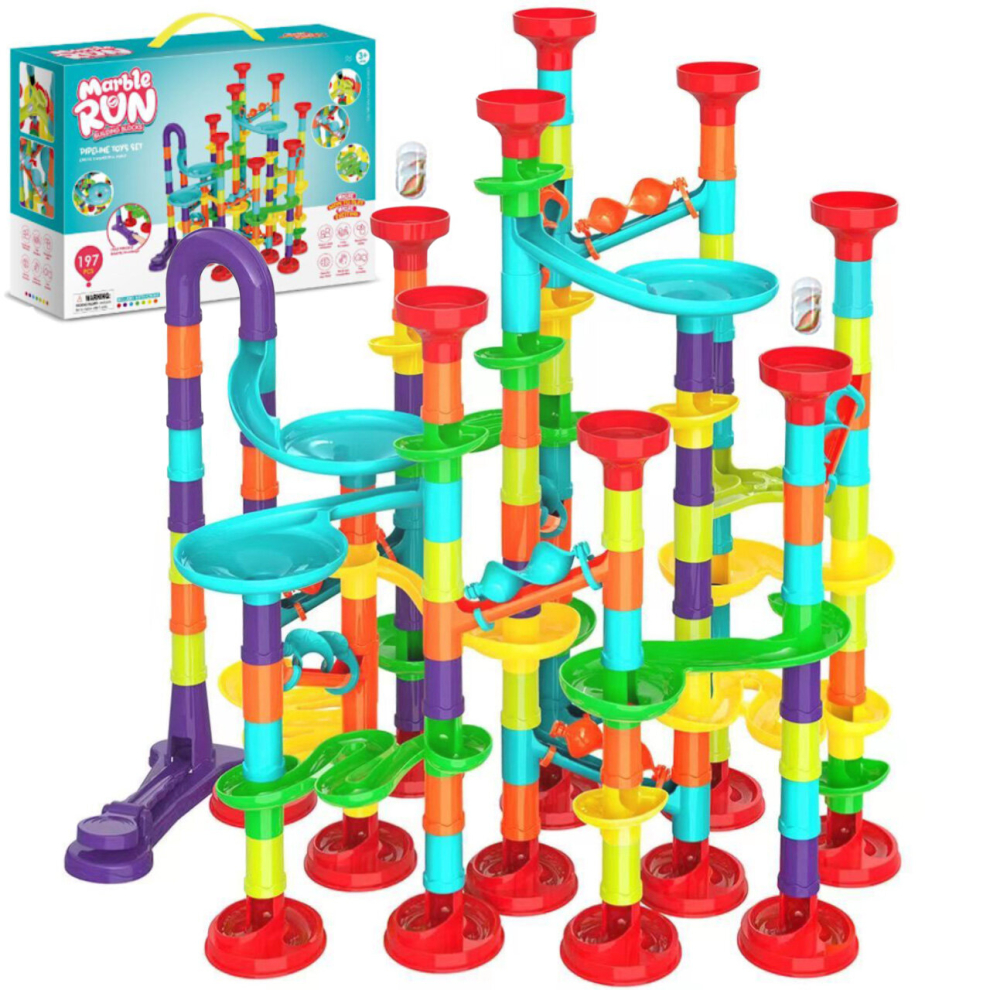 The Magic Toy Shop (197Pcs) Marble Run Race Toy Set,Construction Building Block Maze Toy Gift 113/93/50Pcs