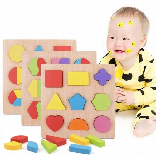 Wooden Educational Shape Puzzle Early Learning Colors & Shape ...