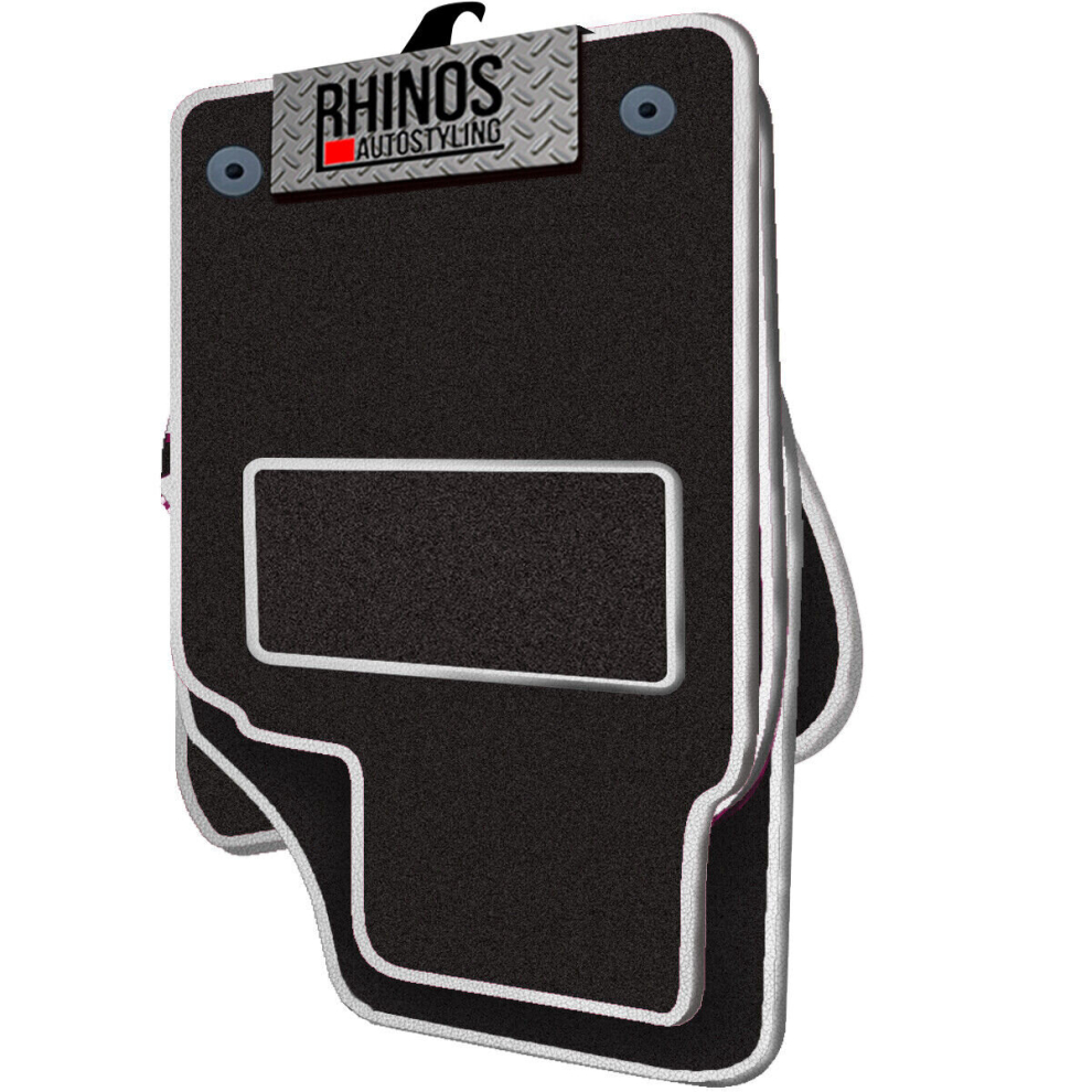 Tailored To Fit Seat Mii (2012 On) - Full Set Of Tailored Luxury Interior Floor Car Carpet Mats - Mat + Leather Edging Black/White 5059596376438