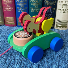 Childrens Wooden Pull Rope Vehicles Toddler Toy Drag Cars Models Cartoon Animals Bear Rabbit Bright Colors For Kids