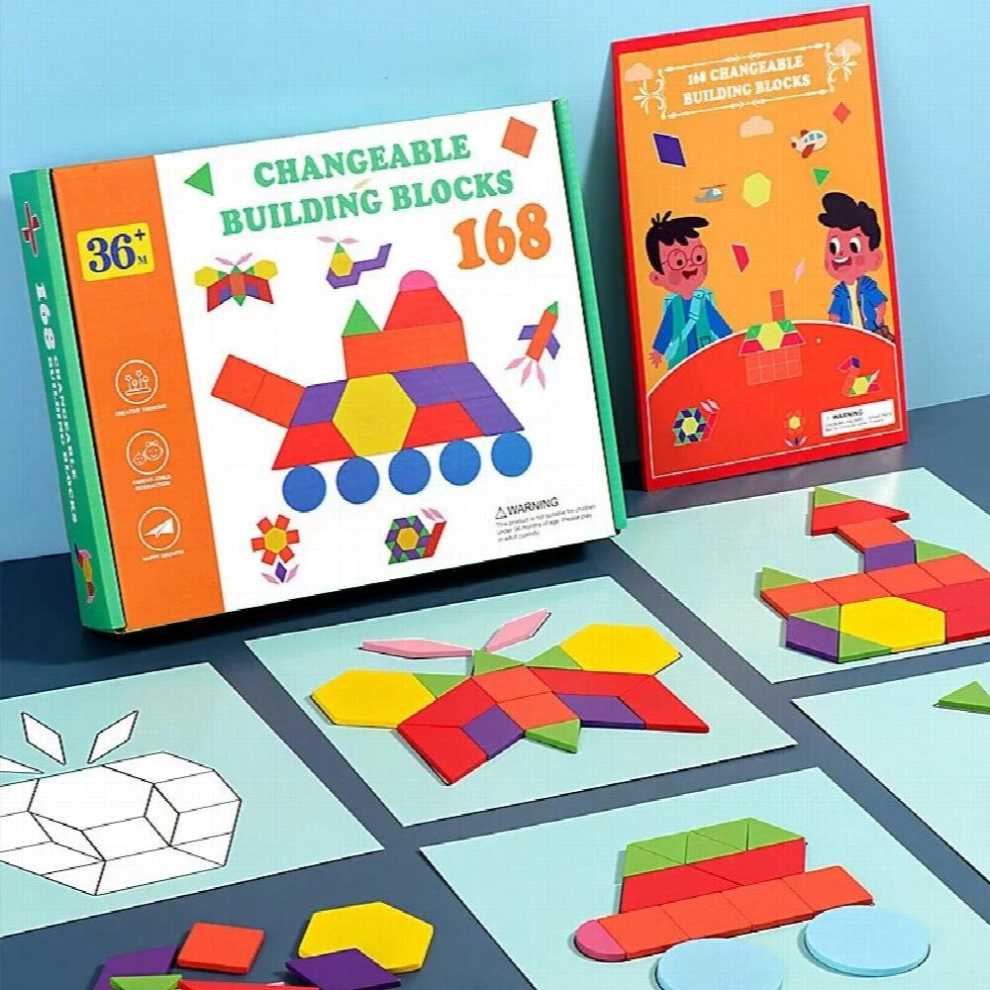 168 Pieces Thinking 3D Jigsaw Puzzle Kids Geometric Shape Early Educational Intelligence Wooden Puzzles Block Toys for Children-image-OPC-PCZRVQR-NEW