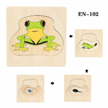 Multi-layer Growth Process Puzzle Animal/ Plant Wooden Puzzles Kids Montessori Educational Learning Toys for Children