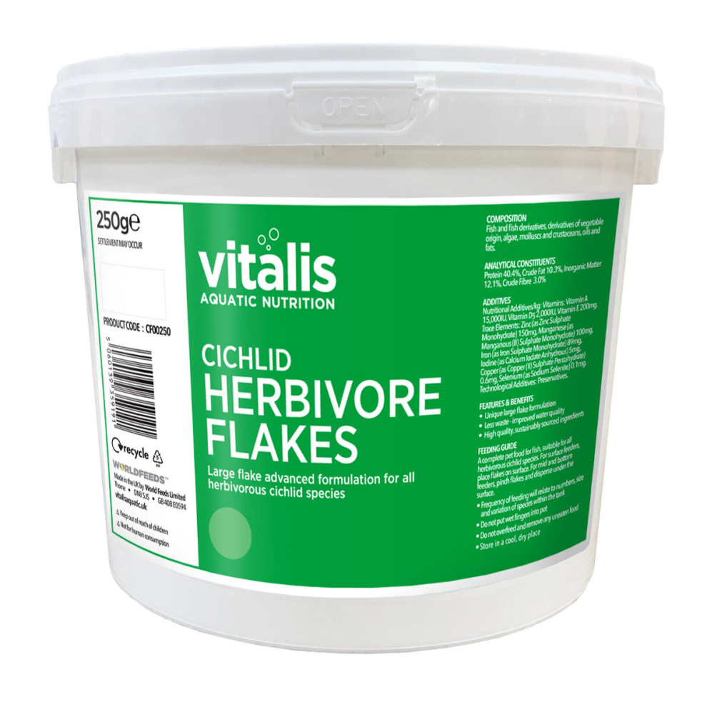 Vitalis Aquatic Nutrition (250G) Vitalis Cichlid Herbivore Flake Aquarium Fish Tank Food