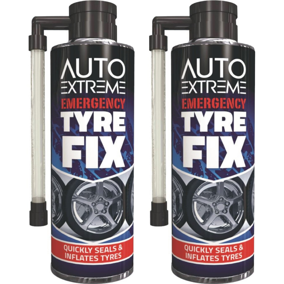 2 x 300ML QUICK FIX CAR EMERGENCY FLAT TYRE PUNCTURE REPAIR INFLATE