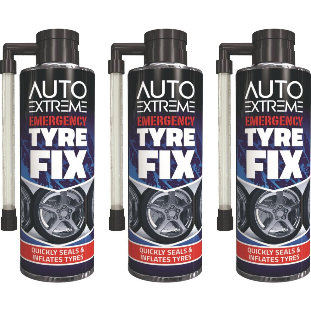 3 x 300ML QUICK FIX CAR EMERGENCY FLAT TYRE PUNCTURE REPAIR INFLATE