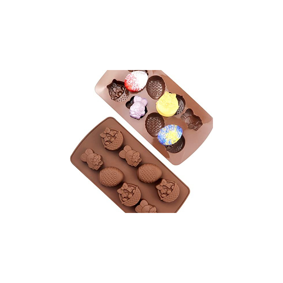 Funwaretech? Easter Egg Rabbit Silicone Chocolate Mould,Egg Rabbit Shaped Non-Stick Sweet Moulds for Baking, Cake Topper Moulding Candy Chocolates