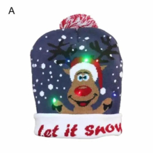 Beanie Hat Energy-saving Good Cartoon Pattern Xmas Glowing Cap Year Supplies