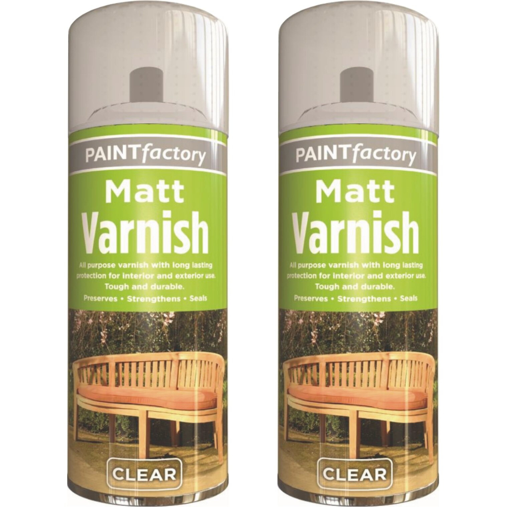 2 x 250ML CLEAR MATT VARNISH SPRAY ALL PURPOSE EXTERIOR INTERIOR