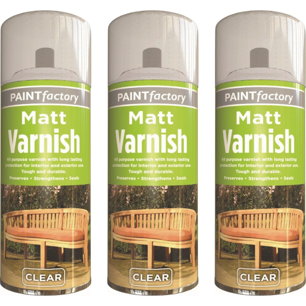 3 x 250ML CLEAR MATT VARNISH SPRAY ALL PURPOSE EXTERIOR INTERIOR