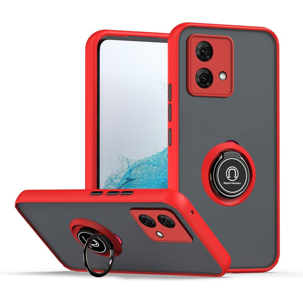 (NEWRING-MOTO-G84, Red) For Motorola G84 Shockproof Ring Armour Phone Case