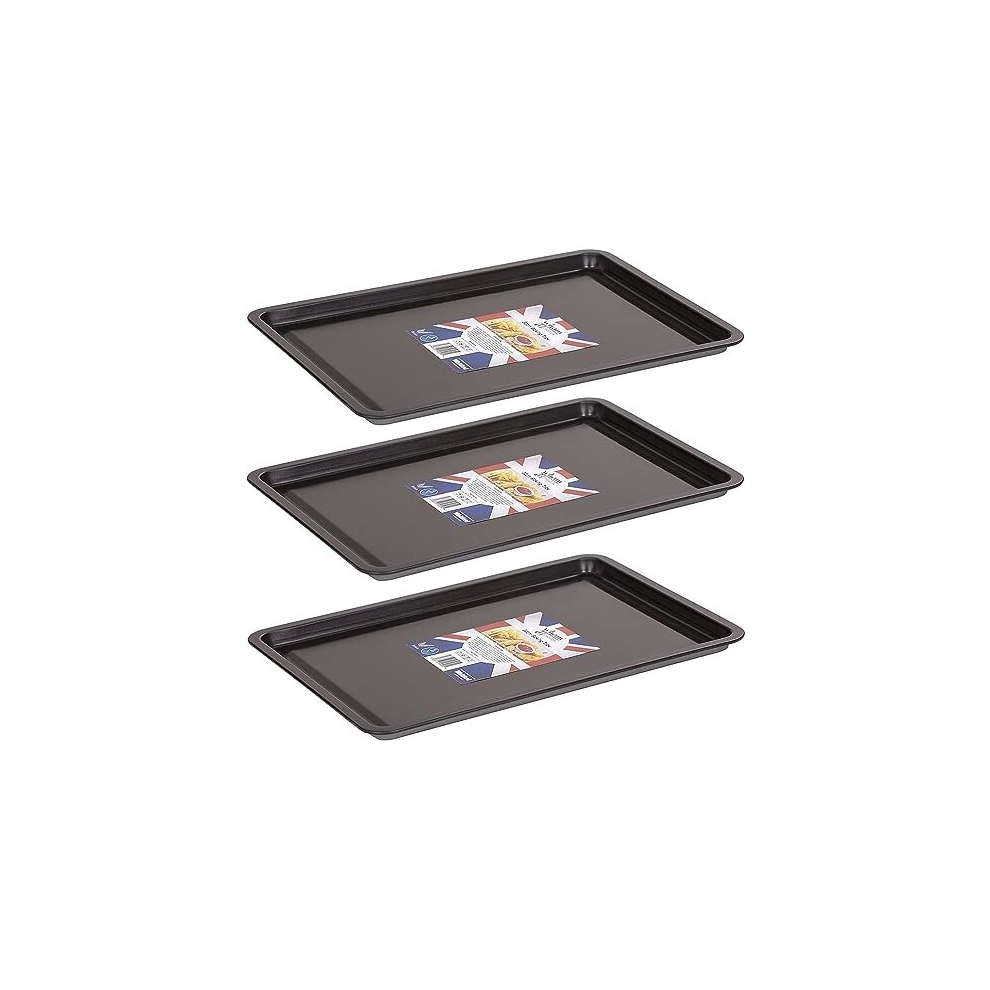 Non-Stick Baking Tray for Oven, Set of 3 Baking Trays, Oven Trays Non Stick Oven Tray (32x23x1.5 cm)