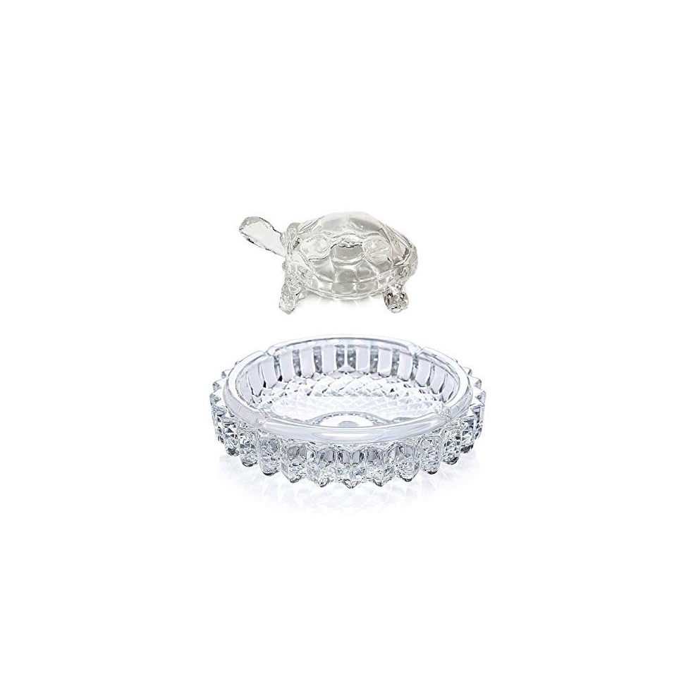 Satre Online And Marketing Crystal Glass Turtle-Tortoise For Feng Shui And Vastu With Pond Pot/Vastu/Feng Shui Glass Crystal Turtle Tortoise Showpiece Gift
