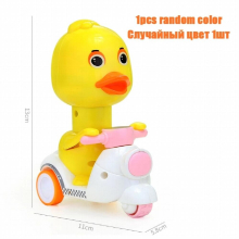 Cartoon Bicycle Clockwork Duck Toy Inertia Friction Car Press to Slide Pull Back Baby Toy Car Moveable Wind Up Toy for Kids Toys