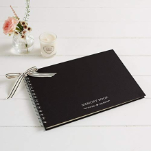 ANGEL & DOVE Luxury Black A4 Funeral Memory Book - for Memorial, Condolence Book, Celebration of Life