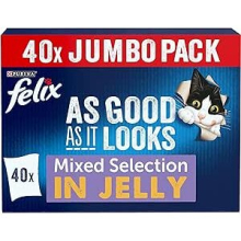 Felix As Good As It Looks Adult Wet Cat Food Mixed Selection in Jelly Variety 40 x 100g Pouches