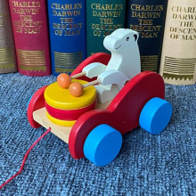 Childrens Wooden Pull Rope Vehicles Toddler Toy Drag Cars Models Cartoon Animals Bear Rabbit Bright Colors For Kids