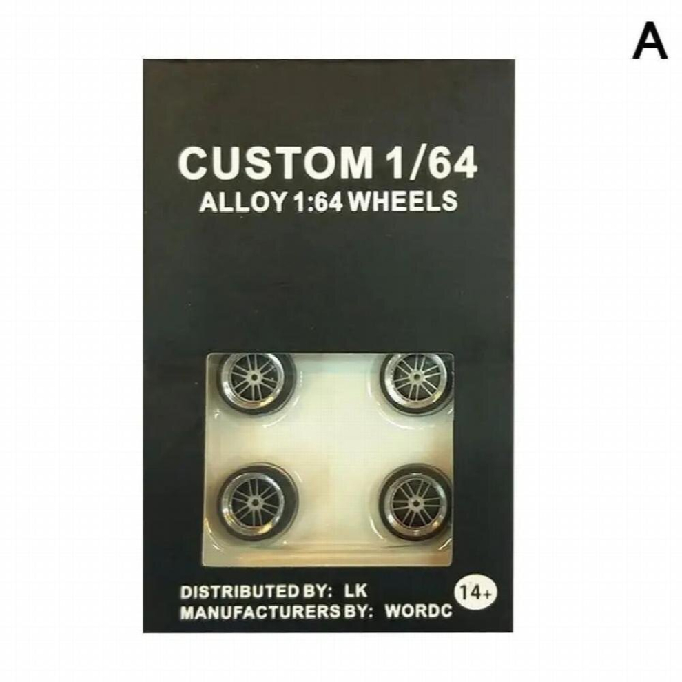 1 Set 1/64 Scale Alloy Wheels Tire 1:64 Diecasts Alloy Wheel Tire Rubber Toy Vehicles General Model Of Car Change Accessories 885678410784