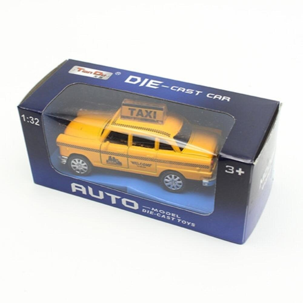 1:32 Diecast Mini Yellow Flashing Musical Pull Back Taxi Alloy Car with Sound Light Model Toys For Children Kids-image-OPC-PCZVMF6-NEW