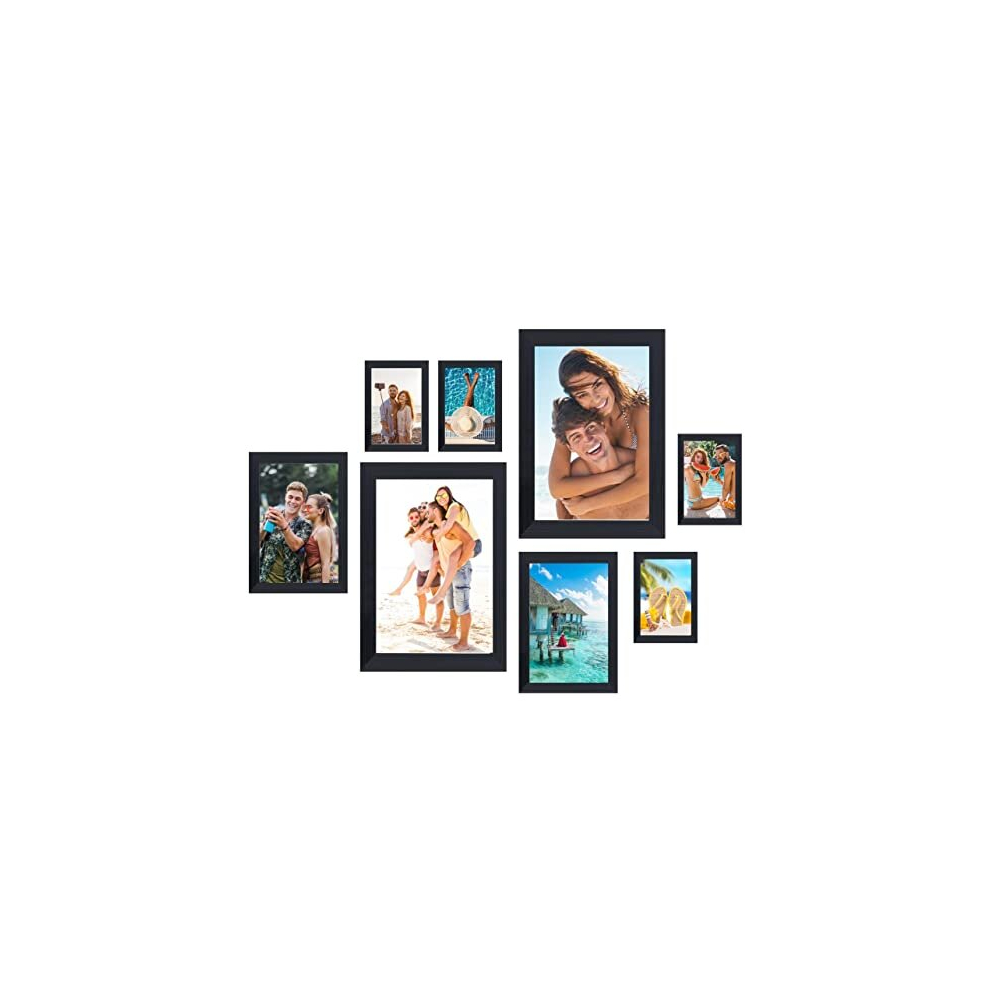 8 Pcs Multi Photo Frames Multiple Size Photograph, Black Picture Frame For Tabletop or Wall DÃ©cor, Gallery Photo Frames