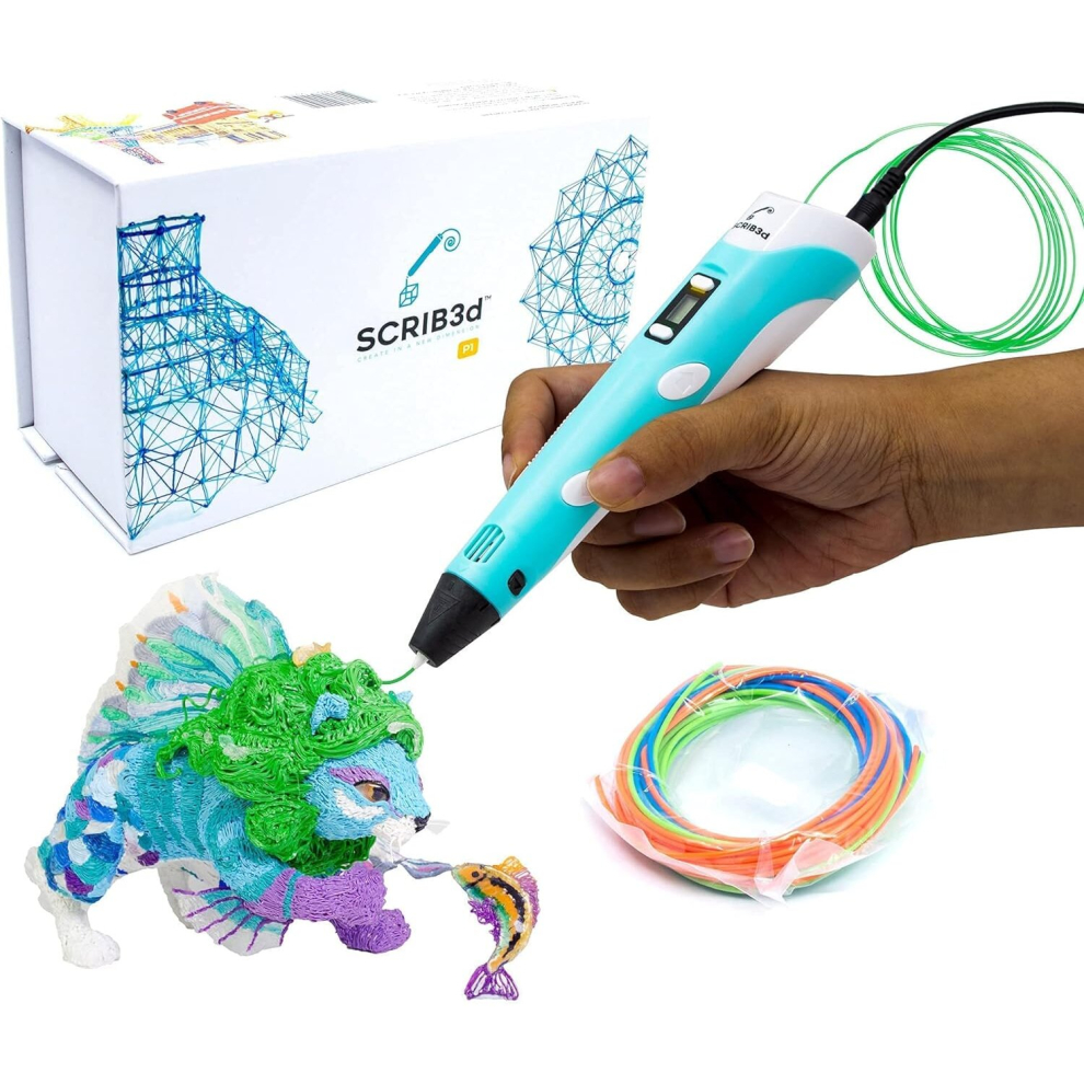 SCRIB3D P1 3DPrinting Pen with Display Includes 3DPen 3StarterColors