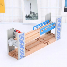 Wooden Train Tracks Railway Toys Set Wooden Double Deck Bridge Wooden Accessories Overpass Model Kids Toys Childrens