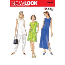 New Look sewing pattern 6602: Misses Dresses, size A, Cotton, A (S-M-L-XL-XXL)
