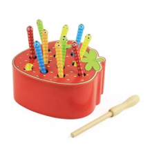 Montessori Toy Wooden 3D Puzzle Early Educational Toys For Children Pull Carrot Catch Worm Game Cognitive Baby Toys 1 Year