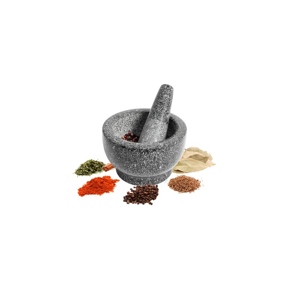 Browin 312008 Kitchen Solid Polished Granite Pestle and Mortar Natural Stone Heavy