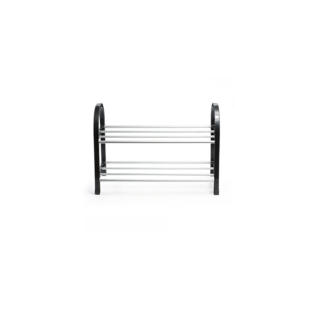 GOLDBEARUK Small Bedroom Shoe Rack black and silver 42cm