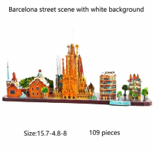 3D metal Mosaic building London street view city view line above DIY toys