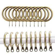 iPEAK 24 Pieces Brass Curtain Rings 38mm Internal Diameter Metal Curtains Large Ring Hanging Hooks For Curtain Rods Pole Hook (Brass)