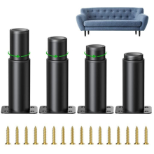 4 Pieces Adjustable Furniture Feet, 8cm Adjustable Kitchen Leg, Adjustable Height is 0-40mm, Round Metal Stainless Steel Sofa Leg Table Feet, Cabinet