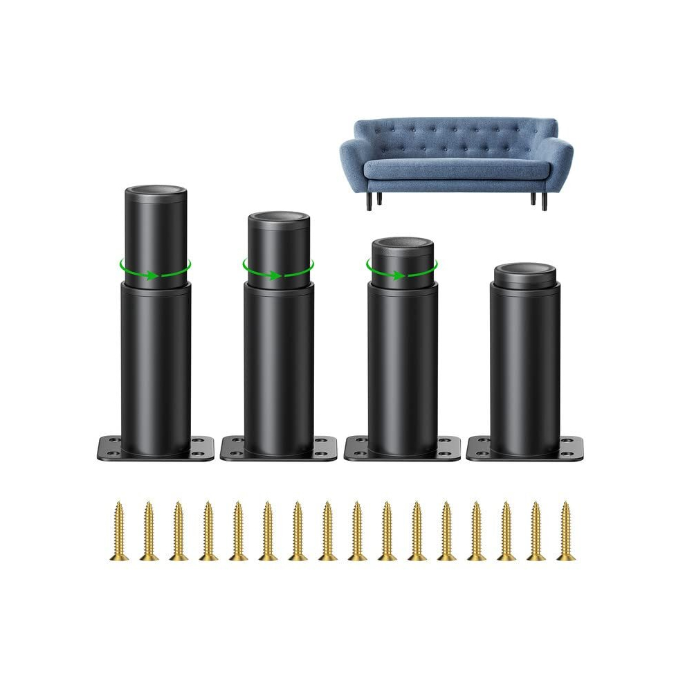 4 Pieces Adjustable Furniture Feet, 8cm Adjustable Kitchen Leg, Adjustable Height is 0-40mm, Round Metal Stainless Steel Sofa Leg Table Feet, Cabinet-image-OPC-PCZWYPY-NEW