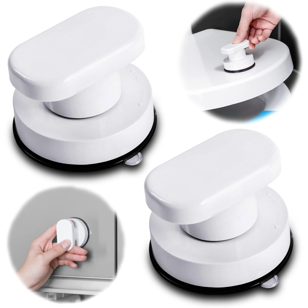 2Pcs Strong Suction Cup Pull Handles, Sucker Handrail,Cupboard Knobs Drawer Cupboard Door Handle Glass Pull Handles, Furniture Control Knob