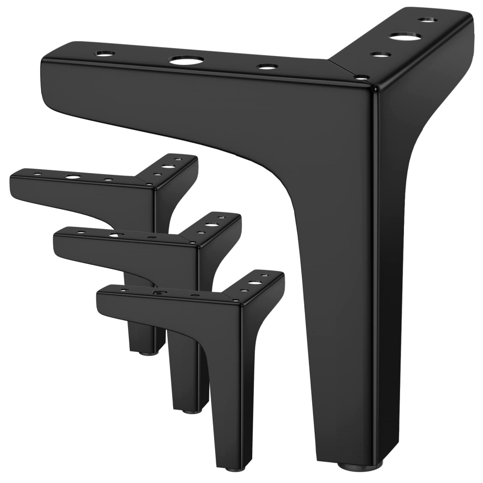 Set of 4 Furniture Legs Load Up to 800 KG, 10cm Modern Metal Triangle Shaped Table Leg, Hairpin Furniture Leg for Cupboard, Sofa, with 16 Screws and 4
