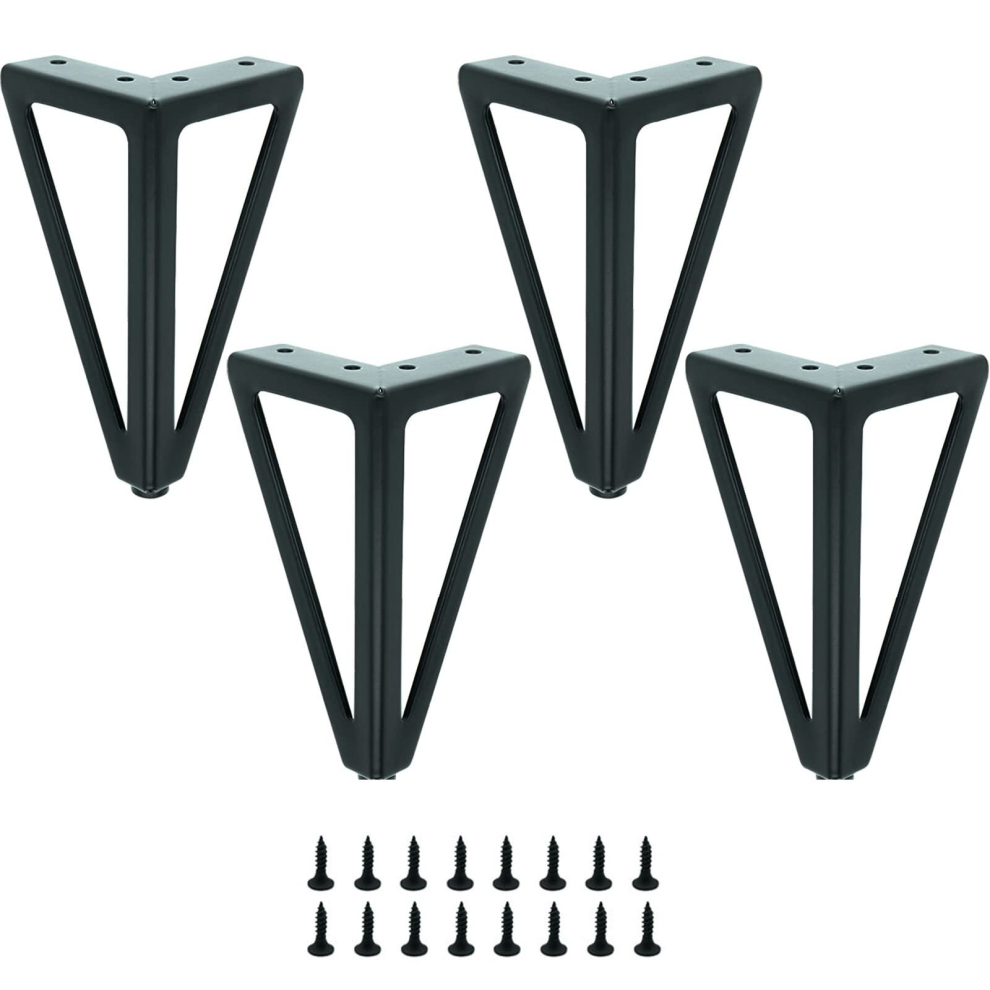Set Of 4 Black Metal Table Legs - Interchangeable Furniture Legs - For Coffee Table/Tv/Sofa/Bed And Other Furniture Legs - With Screws.(15Cm) 9023832755284