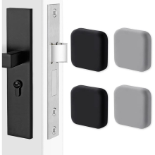 4 silicone door handles, square wall protectors. Silent wall guard for handles, buffer door stopper (black x2, gray x2)