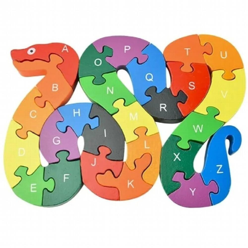 Kids Colorful Animal Building Puzzle Wooden Toys Montessori Letters Number Jigsaw Early Learning Educational Toys For Children